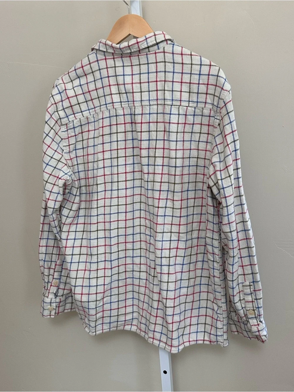 Zara XL Cream Multicolor Plaid Oversized Button-Down Flannel Shirt